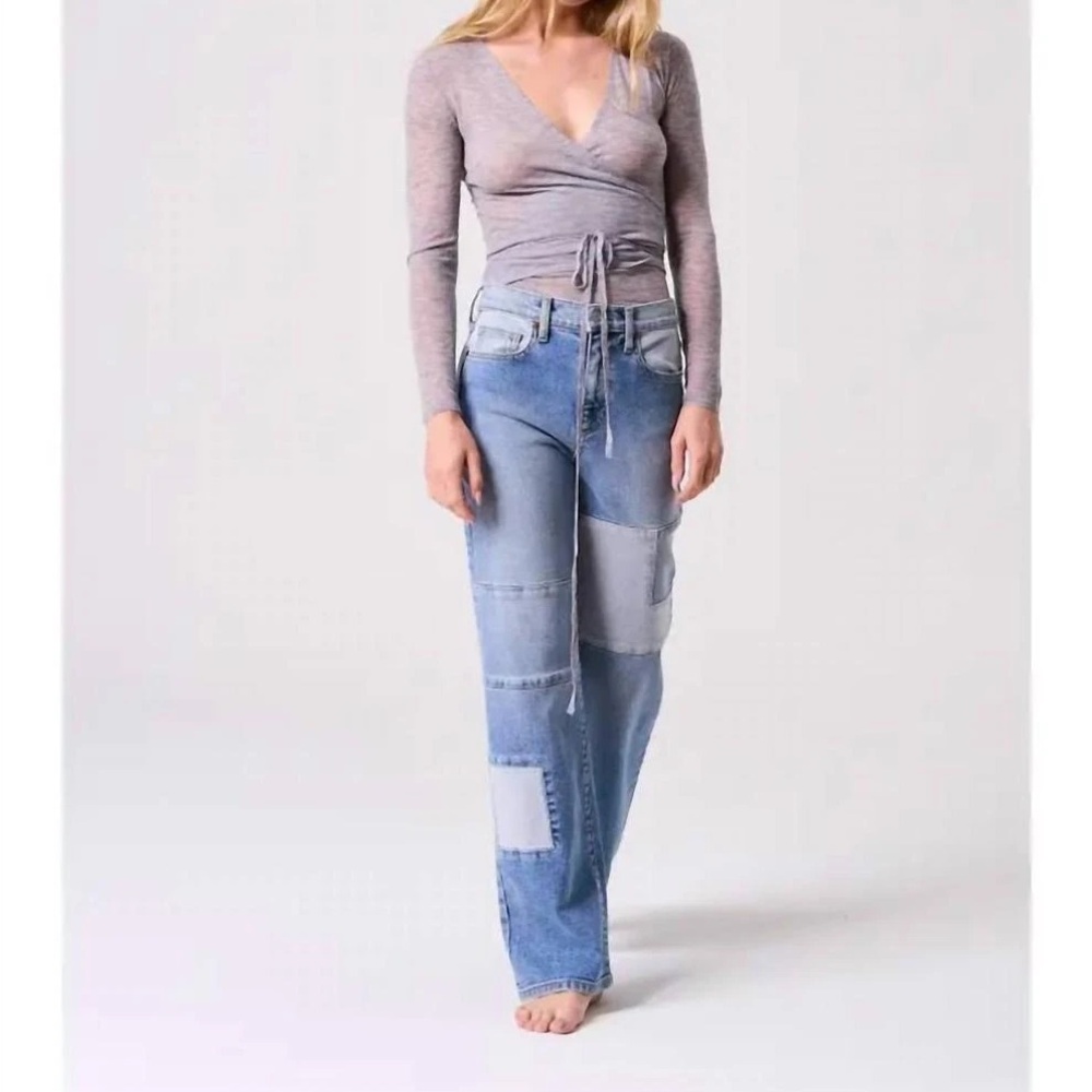 NEW Sneak Peek Comfort Stretch Patch High Rise Straight Fit Denim‎ Jeans Size 32